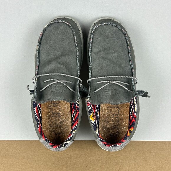 Hey Dude Wally Recycled Leather Quarry Casual Shoes Womens 9 Mens 7 Gray Slip On - Picture 9 of 10